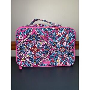 Vera Bradley  Large Cosmetic Brush Makeup Travel Bag Pink Blue Kaleidoscope